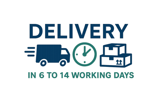 Delivery in 6 to 14 workin day logo en anglais