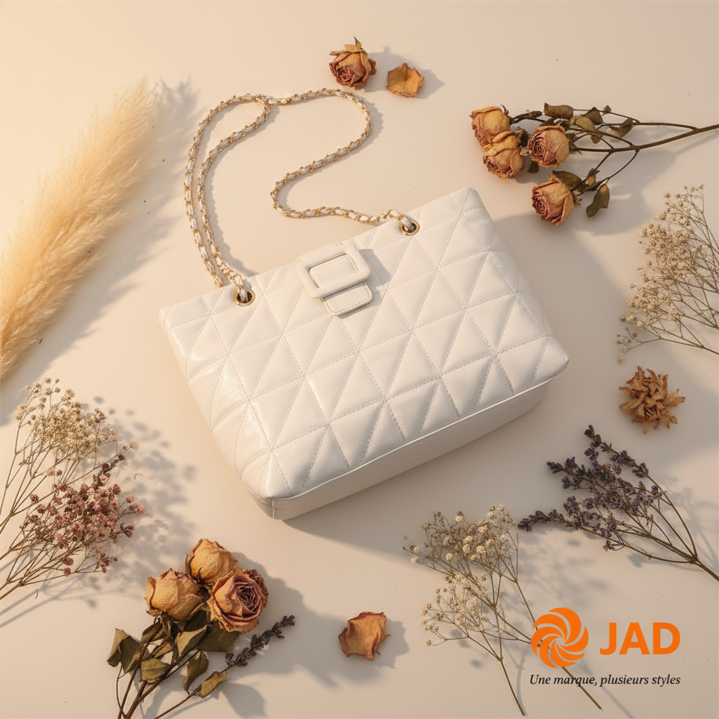 Sac blanc floral logo