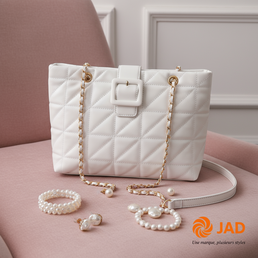 Sac blanc velours logo